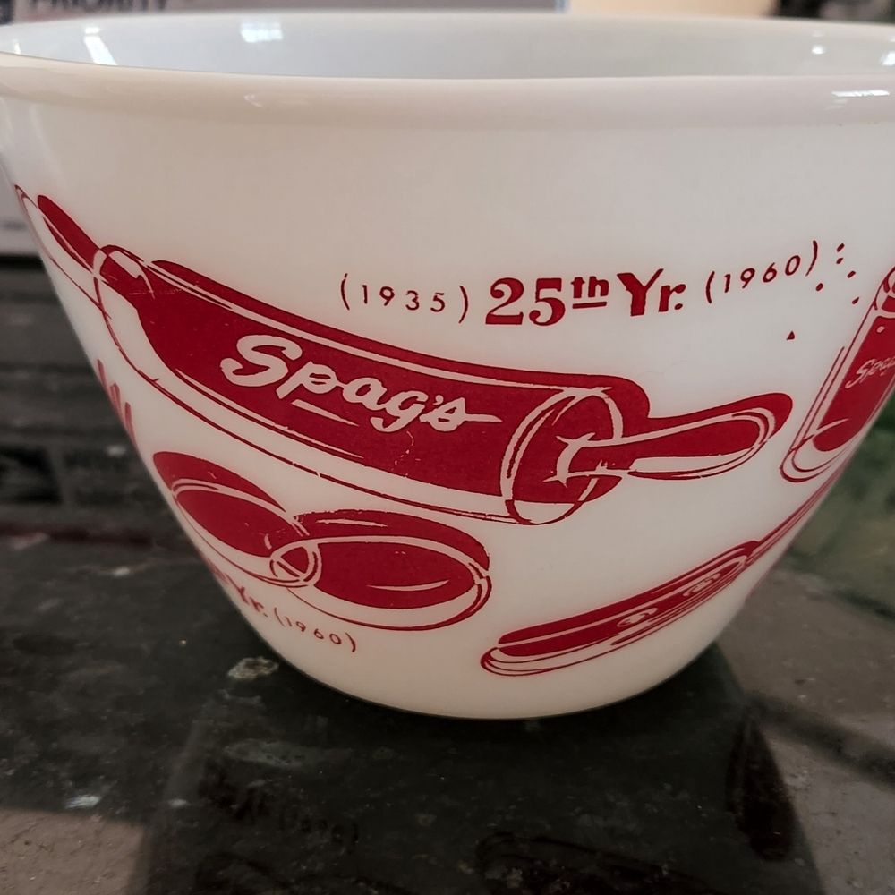 VINTAGE Fire King Celebrating Sprag's 25th Anniversary Mixing Bowl Very … - Picture 4 of 10